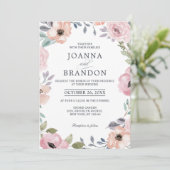 Invitation Roses roses rose poussiéreuses Mariage floral mi-é (Debout devant)