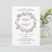 Invitation Roses roses rose poussiéreuses Mariage floral mi-é (Debout devant)