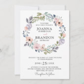 Invitation Roses roses rose poussiéreuses Mariage floral mi-é (Devant)