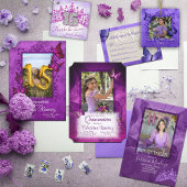 Invitation Roses Roses Rose Violet Élégantes, Papillons Quinc