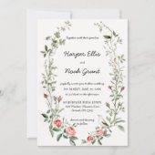 Invitation Roses roses roses Aquarelle Oiseau Mariage écrit à (Devant)