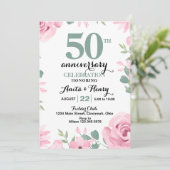 Invitation Roses roses roses avec texte vert sauge anniversai (Debout devant)
