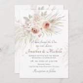 Invitation Roses roses roses blanches Boho Floral Mariage chr (Devant / Derrière)