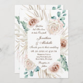 Invitation Roses roses roses blanches Boho Floral Mariage chr (Devant / Derrière)