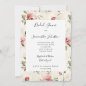 Invitation Roses roses roses blanches d'ivoire Fête des marié (Devant)