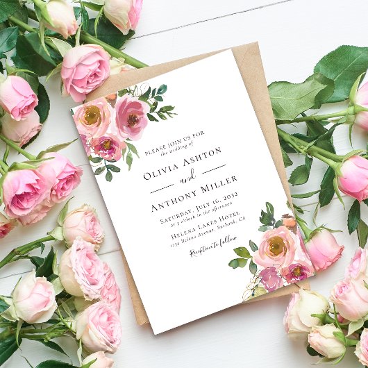 Invitation Roses roses roses blanches en un Mariage de code Q