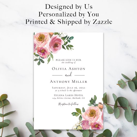 Invitation Roses roses roses blanches en un Mariage de code Q