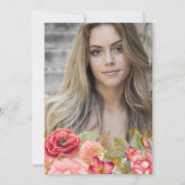 Invitation Roses roses roses bleu marine lumières or PHOTO fê (Dos)