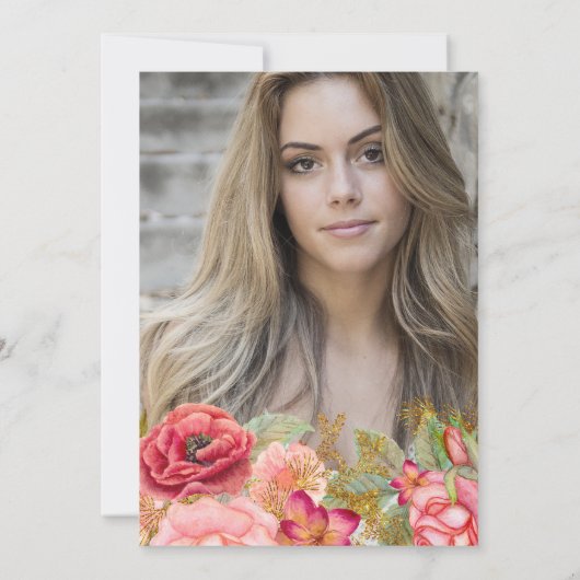 Invitation Roses roses roses bleu marine lumières or PHOTO fê (Dos)