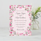 Invitation Roses Roses Roses Coquette Bow Stripes (Debout devant)