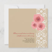 Invitation Roses roses roses Damas Mariage de dentelle Invita (Dos)