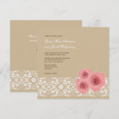 Invitation Roses roses roses Damas Mariage de dentelle Invita (Devant / Derrière)