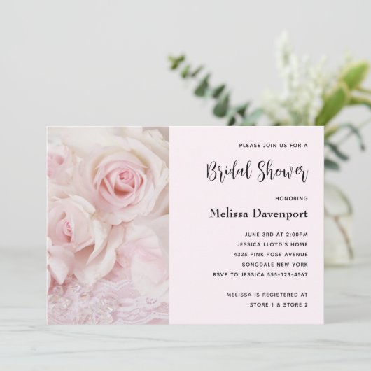 Invitation Roses Roses Roses & Dentelle Élégante - Réception (Debout devant)