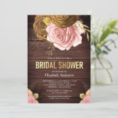 Invitation Roses Roses Roses Douces Fête des mariées en Bois  (Debout devant)