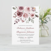 Invitation Roses roses roses Dusty Photo QR Code Mariage (Debout devant)