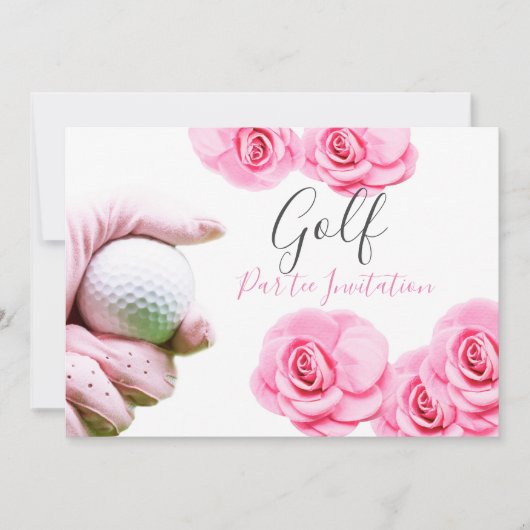 Invitation Roses roses roses et balle de golf (Devant)