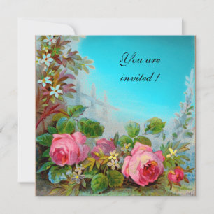 Invitation ROSES ROSES ROSES ET JASMINES Aqua Bleu, Turquase,