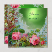 Invitation ROSES ROSES ROSES ET JASMINES Émeraude Gem vert (Devant / Derrière)