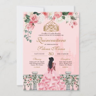 Invitation Roses roses roses et or princesse Fairytale Quince