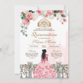 Invitation Roses roses roses et or princesse Fairytale Quince (Devant)