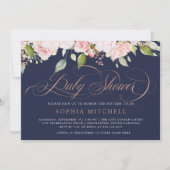 Invitation Roses roses roses et script d'or| Baby shower de l (Devant)