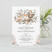 Invitation Roses roses roses Eucalyptus Baby shower des anima (Debout devant)
