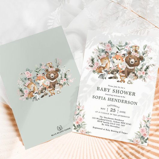 Invitation Roses roses roses Eucalyptus Baby shower des anima