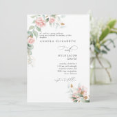 Invitation Roses roses roses Eucalyptus Bride Parents Mariage (Debout devant)