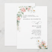 Invitation Roses roses roses Eucalyptus Bride Parents Mariage (Devant / Derrière)