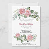 Invitation Roses roses roses fleuries et vertes 80e anniversa (Devant)