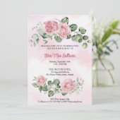 Invitation Roses roses roses fleuries et vertes 80e anniversa (Debout devant)