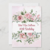 Invitation Roses roses roses fleuries et vertes 80e anniversa (Dos)