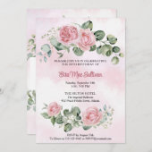 Invitation Roses roses roses fleuries et vertes 80e anniversa (Devant / Derrière)