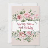 Invitation Roses roses roses florales 80e anniversaire Photo (Dos)