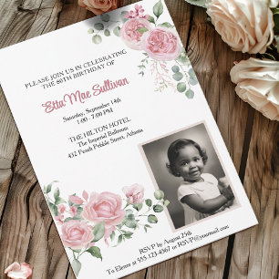 Invitation Roses roses roses florales 80e anniversaire Photo