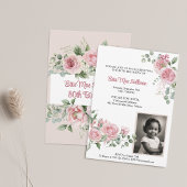Invitation Roses roses roses florales 80e anniversaire Photo