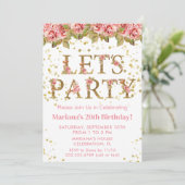 Invitation Roses roses roses florales fête d'anniversaire (Debout devant)