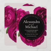 Invitation Roses roses roses foncées Mariage romantique (Devant / Derrière)