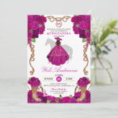 Invitation Roses roses roses Fuchsia Ouest Charro Quinceañera (Debout devant)
