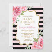 Invitation Roses roses roses jolies Baby shower Paris Grille (Devant)