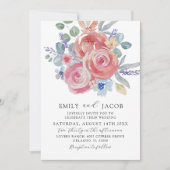 Invitation Roses roses roses modernes et Mariage d'aquarelle  (Devant)