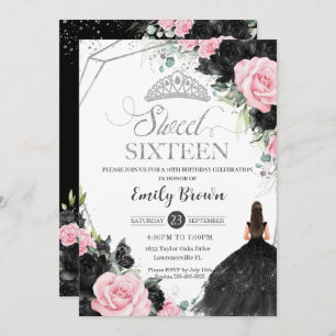 Invitation Roses roses roses noires Floral Princess Sweet 16 