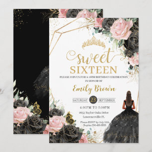Invitation Roses roses roses noires Floral Tan Princesse Swee