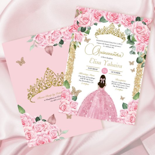 Invitation Roses roses roses papillon princesse robe Quincean