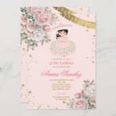 Invitation Roses roses roses Parties scintillant or espagnol  (Devant / Derrière)