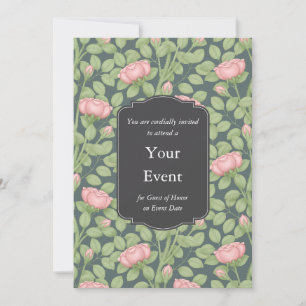 Invitation Roses roses roses personnalisées ardoise bleue