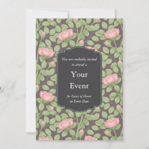 Invitation Roses roses roses personnalisées prune foncé