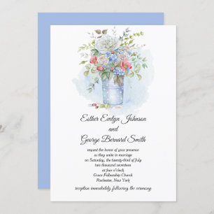 Invitation Roses roses roses Poppies Fleurs bleues Mariage de