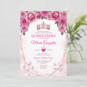 Invitation Roses roses roses Quinceañera Papillon de la Couro (Debout devant)