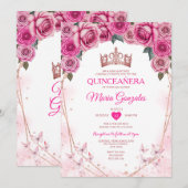 Invitation Roses roses roses Quinceañera Papillon de la Couro (Devant / Derrière)